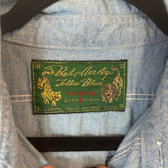KAPITAL - Bob Marley Embroidered Cotton-Chambray Shirt - Light blue size medium - Picture 11 of 14